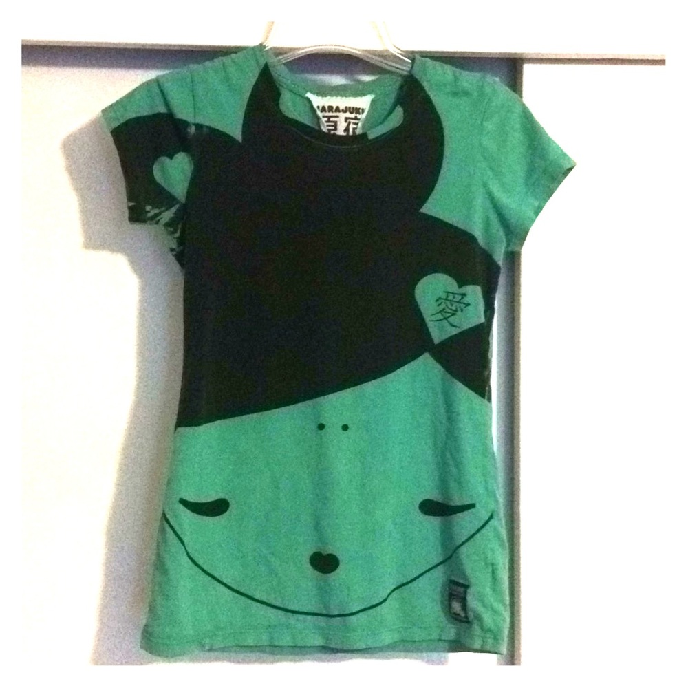 Black green Harajuku lovers T-shirt